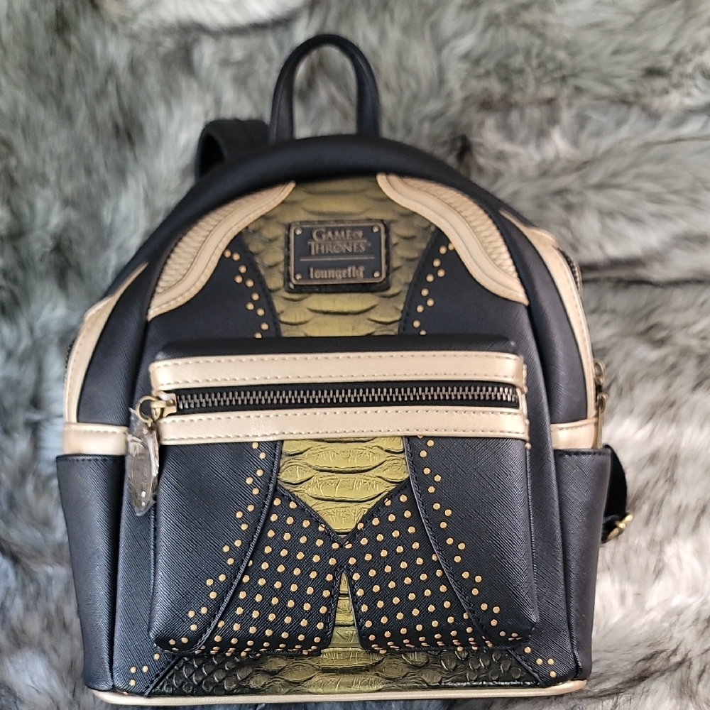 Loungefly Game of Thrones Black and Gold Backpack - Picture 9 of 9